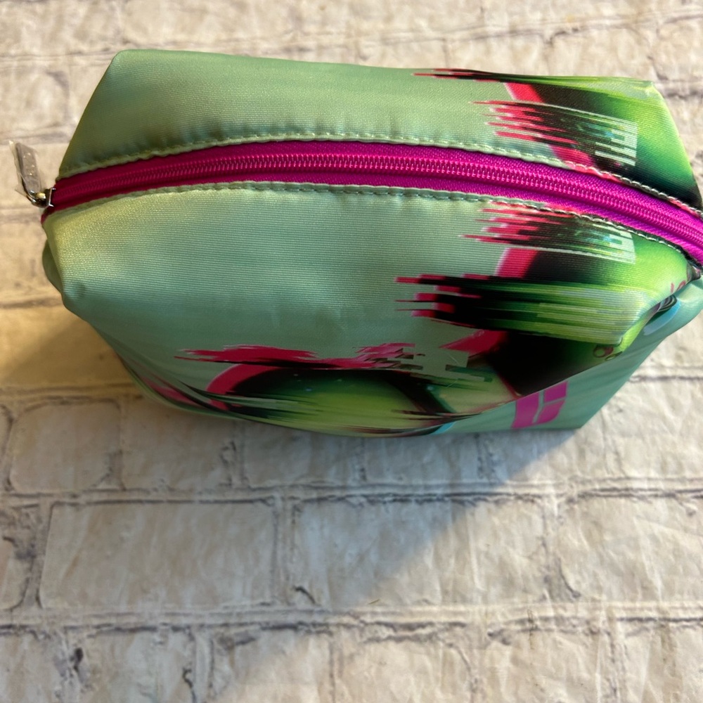 CLINIQUE SILLY PRINT (3) MAKEUP COSMETICS ZIP TOP BAGS GREEN AND PINK - Picture 4 of 12
